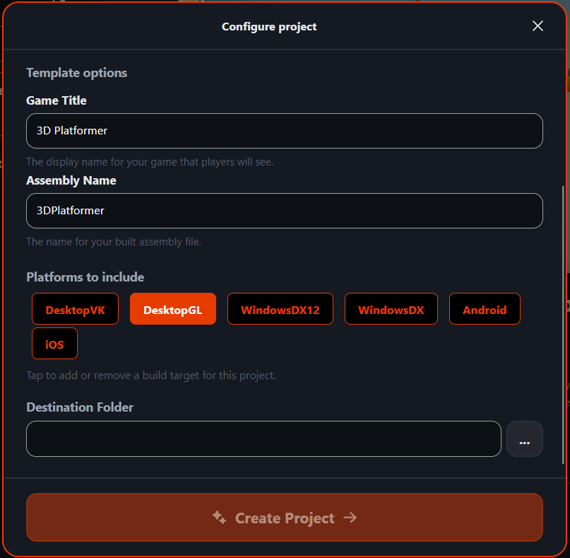 Platform selection view